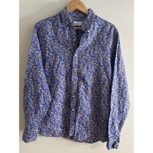John Heinrich Purple Floral Button Down Linen Shirt 16.5/42